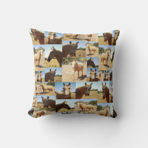 Palomino Horses Photo Collage, Throw Pillow