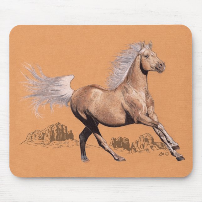 Palomino in coloured pencil mouse pad (Front)