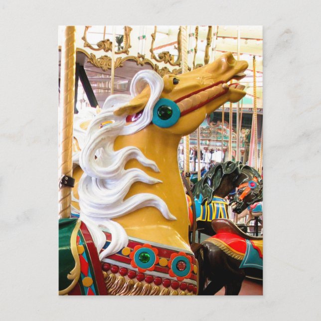 Palomino Looff Carousel Horse Postcard (Front)