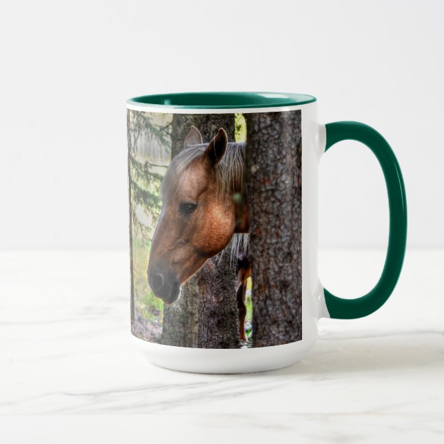 Palomino Paint Stallion & Forest Equine Photo Mug (Right)