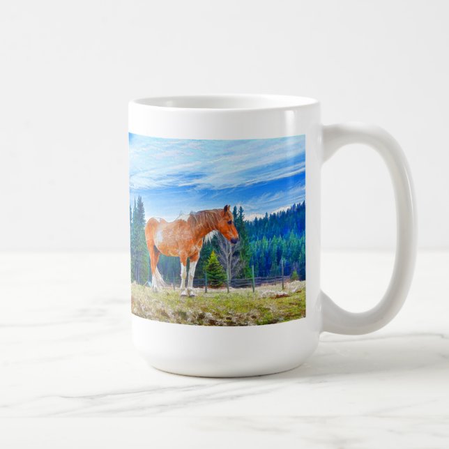 Palomino Pinto in Field and Forest Scene Coffee Mug (Right)