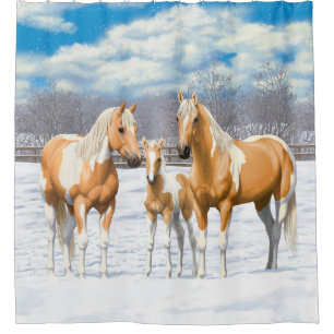 Palomino Pinto Paint Quarter Horses In Snow