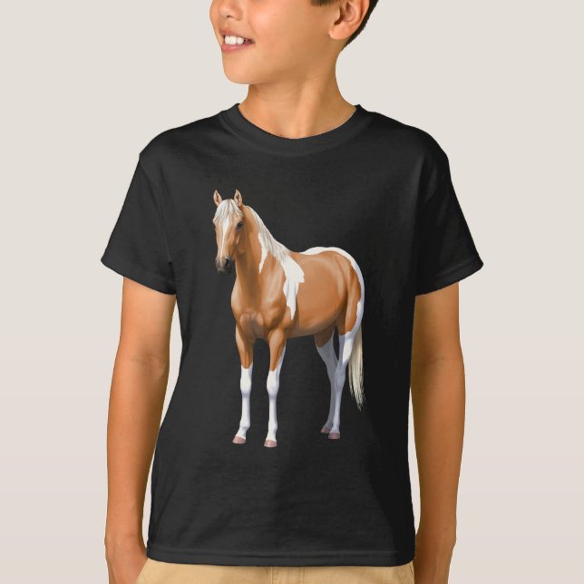 Palomino Pinto Quarter Horse Paint Horse Stallion T-Shirt (Front)