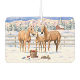 Palomino Quarter Horses In Winter Snow Air Freshener