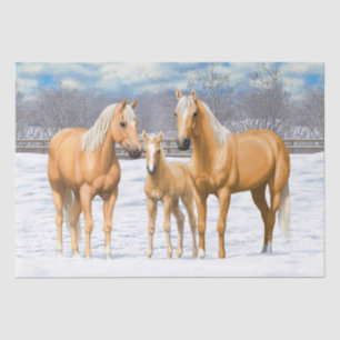 Palomino Quarter Horses In Winter Snow Tissue Paper