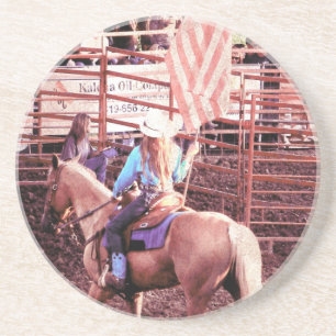 Palomino Rodeo American Flag Horse Coaster