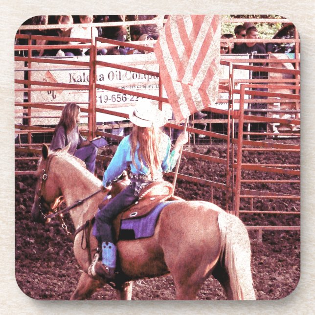 Palomino Rodeo American Flag Horse Coaster (Front)
