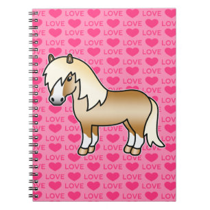 Palomino Shetland Pony Cartoon Illustration Pink Notebook