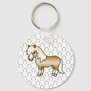 Palomino Shetland Pony Cute Cartoon Illustration Keychain