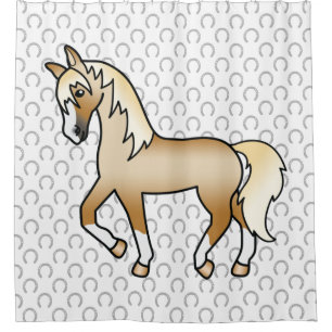 Palomino Trotting Horse Cute Cartoon Illustration