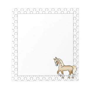 Palomino Trotting Horse Cute Cartoon Illustration Notepad