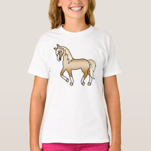 Palomino Trotting Horse Cute Cartoon Illustration T-Shirt