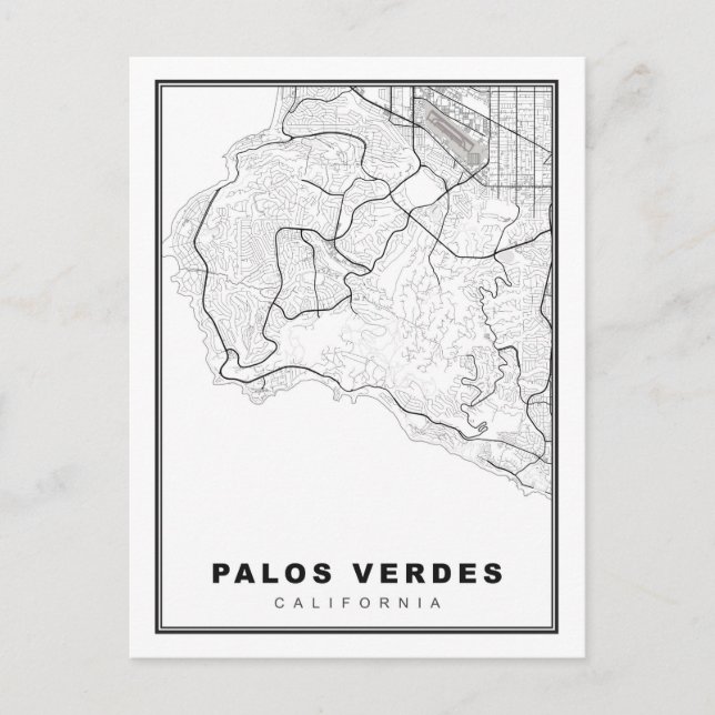 Palos Verdes Map Holiday Postcard (Front)