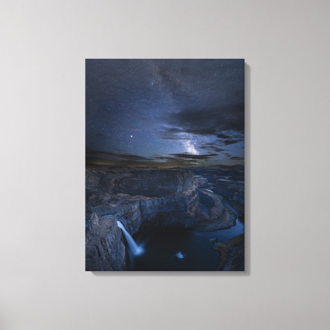 Palouse Falls Park & Milky Way | Washington State Canvas Print (Front)