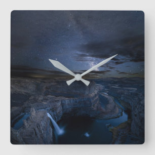 Palouse Falls Park & Milky Way Washington State Square Wall Clock