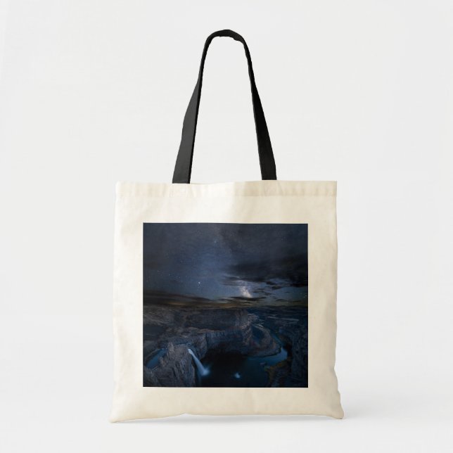 Palouse Falls Park & Milky Way | Washington State Tote Bag (Front)