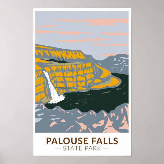 Palouse Falls State Park Washington Vintage Poster (Front)