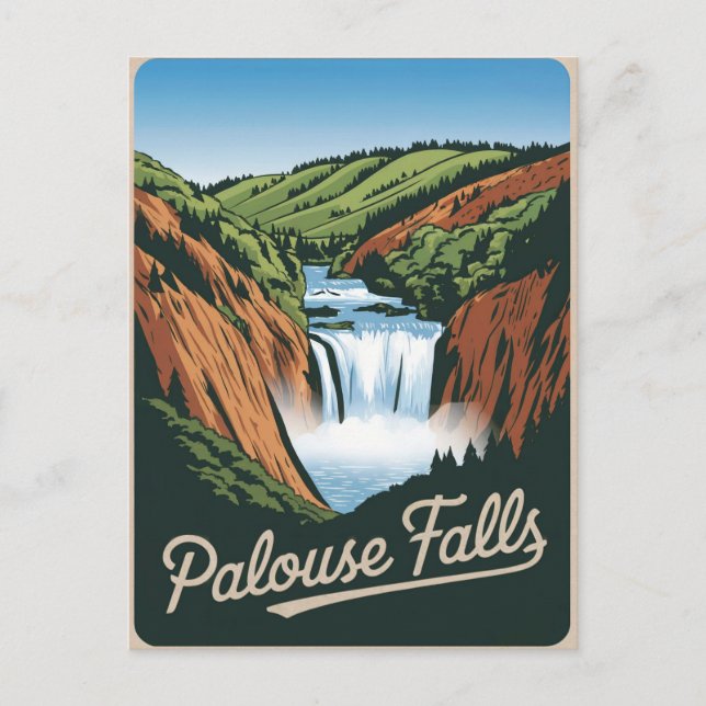Palouse Falls Vintage Postcard (Front)