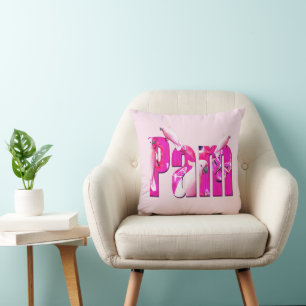 "Pam" Name Made With Australian Cockatoos, Throw Pillow