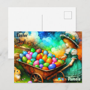 PAMELA ~ EASTER GIRL ~ Alcohol Inks picture ~ Postcard
