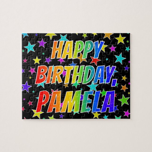 "PAMELA" First Name, Fun "HAPPY BIRTHDAY" Jigsaw Puzzle (Horizontal)