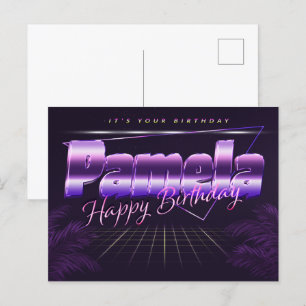 Pamela Name Vorname lila Postkarte Geburtstag Postcard