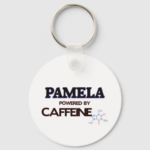 Pamela powered by caffeine keychain
