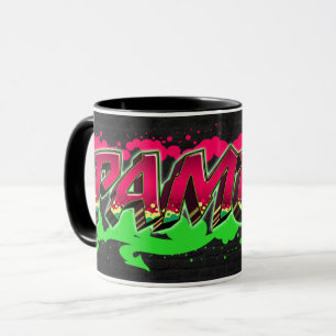 Pamela Prénom Graffiti red Tasse verte