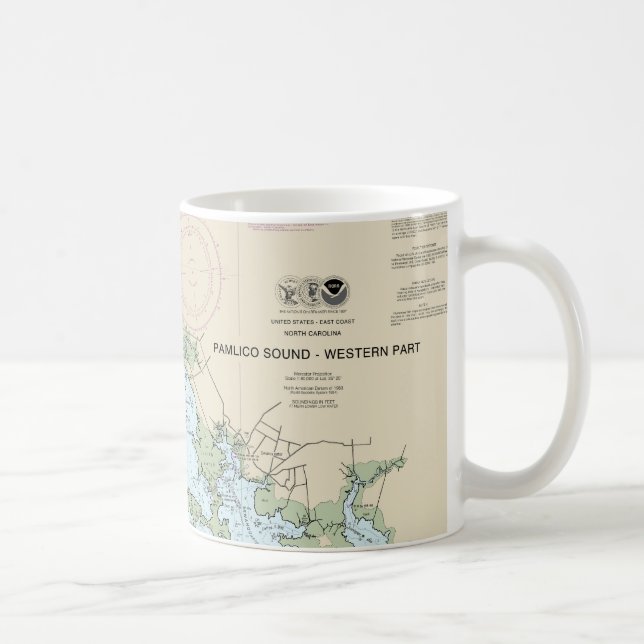 Pamlico Sound Western Part Nautical Chart 11548 Coffee Mug (Right)