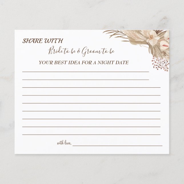 Pampa Grass Share a Date Night Idea Card (Front)