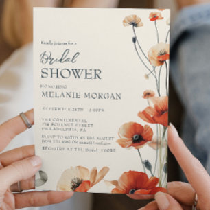 Pampas Autumn Beige Bridal Shower Invitation