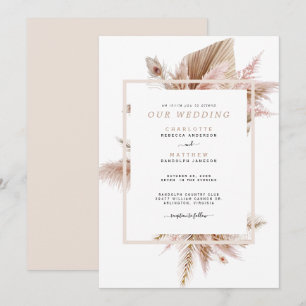 Pampas Beige Pas De Parents Faire-part de mariage