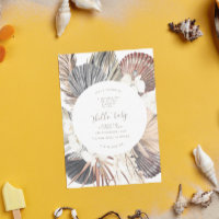 Pampas Boho Beach Shell Baby Shower Invitation