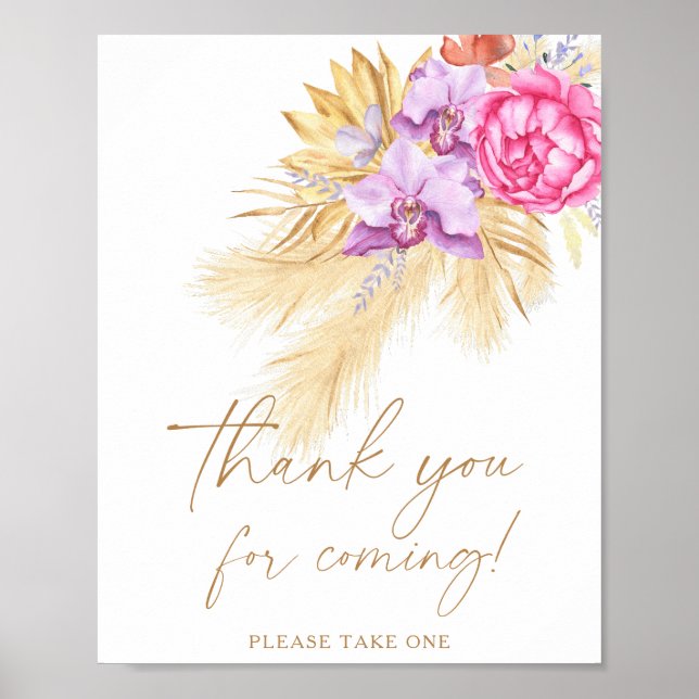 Pampas boho grass - Thank you for coming Poster (Front)