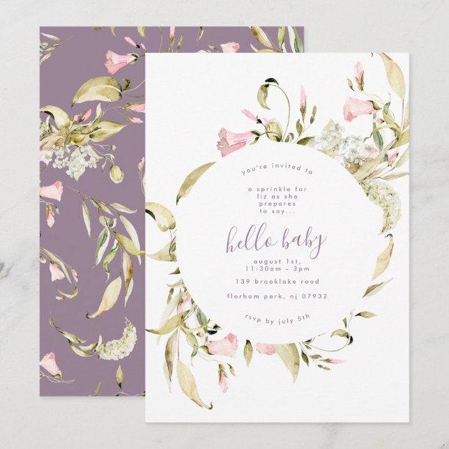 Pampas Boho Wildflower Garden Hello Baby Shower Invitation (Front/Back)