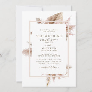 Pampas Bride beige Faire-part de mariage parents