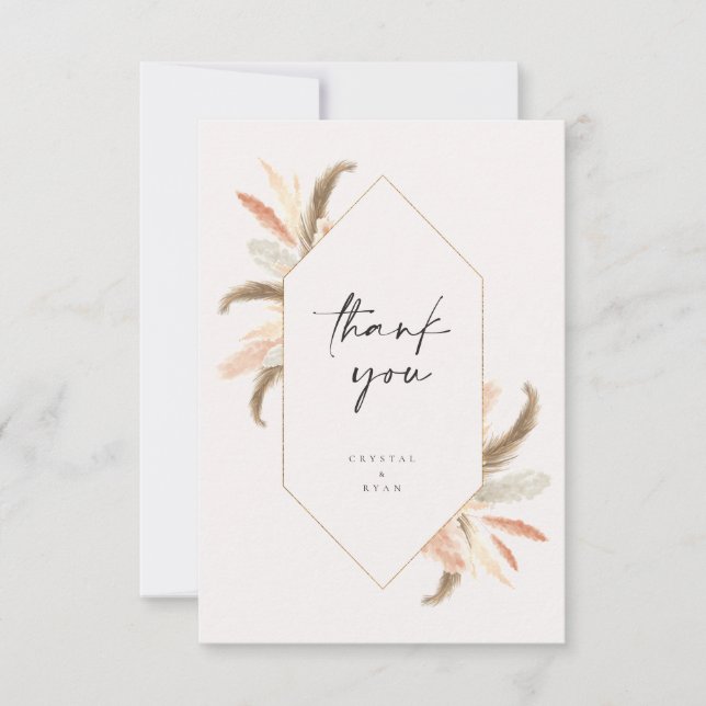 Pampas Carte de remerciements Gold Crystal Mariage (Devant)