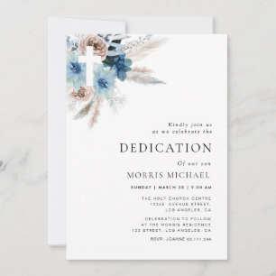 pampas dusty blue dedication invitation