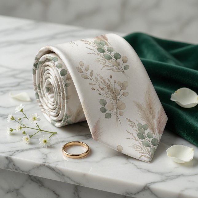  Pampas Eucalyptus Dried Botanical Garland Pattern Tie (Creator Uploaded)
