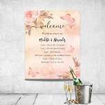 Pampas floral butterfly wedding program timeline poster<br><div class="desc">A modern,  elegant wedding program,  timeline.  Blush,  rose gold gradient background decorated with pampas grass and blush pink florals,  roses,  butterflies. Personalize and add your names and wedding details. Black coloured letters.  If you have more text it's possible to reduce the line space.</div>