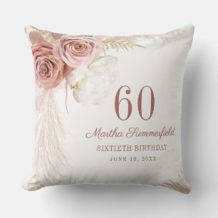 Pampas Grass  60th Birthday Keepsake Throw Pillow