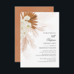 Pampas Grass 60th Birthday Party Script Tan Invitation<br><div class="desc">Pampas Grass Burnt Orange 60th Birthday Party Invitation featuring desert palms botanical with modern typography and layout on white background. You can completely customize this card for other special events by clicking the "Personalize" button to change the year,  layout,  text colour and much more.</div>