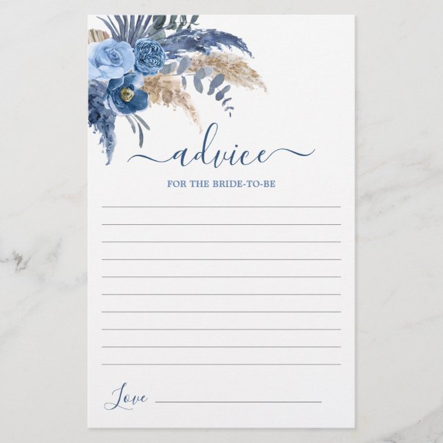 Pampas Grass Advice for the Bride To Be card (Front)