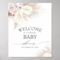 Pampas Grass and Anthuriums Baby Shower Welcome Po