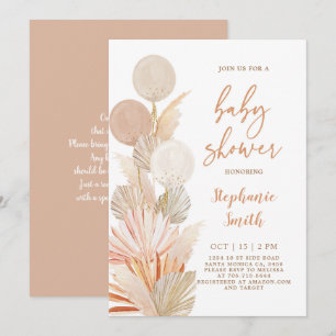 Pampas Grass and balloons Baby Shower Invitation
