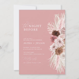 pampas grass and dusty rose rehearsal dinner invitation