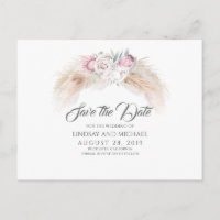 Pampas Grass and King Protea Flowers Save the Date
