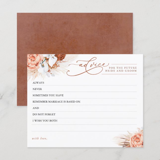 Pampas Grass and Terracotta Flowers Advice Card (Front/Back)