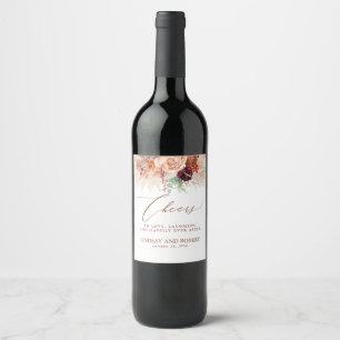 Pampas Grass and Terracotta Flowers Cheers Wine Label