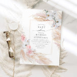 Pampas Grass and White Orchids Exotic Baby Shower Invitation<br><div class="desc">Tropical pampas grass baby shower invitations</div>